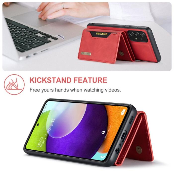 DG.MING - DG.MING M2 Tri-fold Plånboksfodral Samsung Galaxy A52s 5G Röd