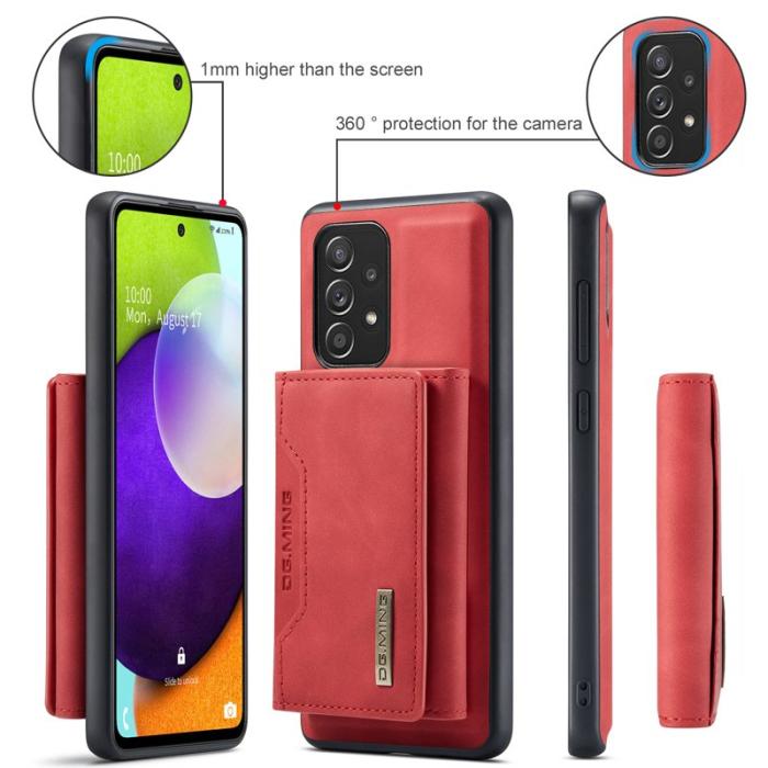 DG.MING - DG.MING M2 Tri-fold Plånboksfodral Samsung Galaxy A52s 5G Röd