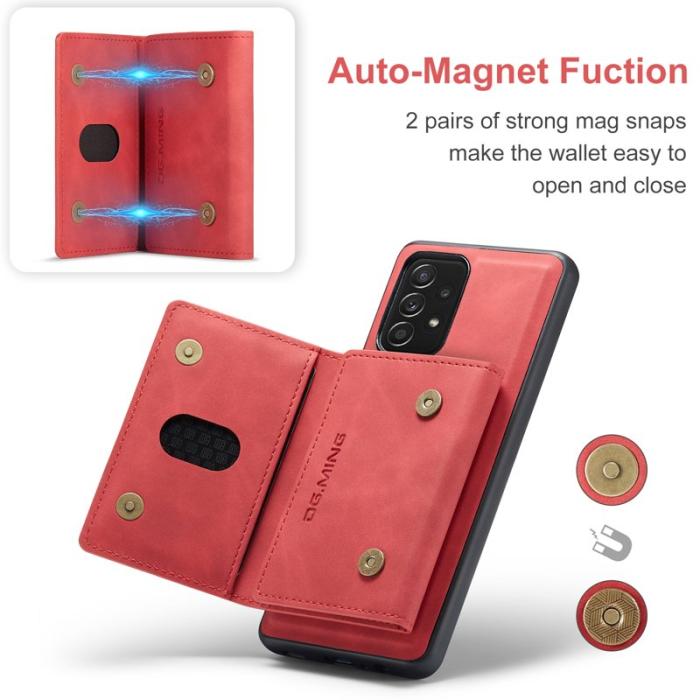 DG.MING - DG.MING M2 Tri-fold Plånboksfodral Samsung Galaxy A52s 5G Röd