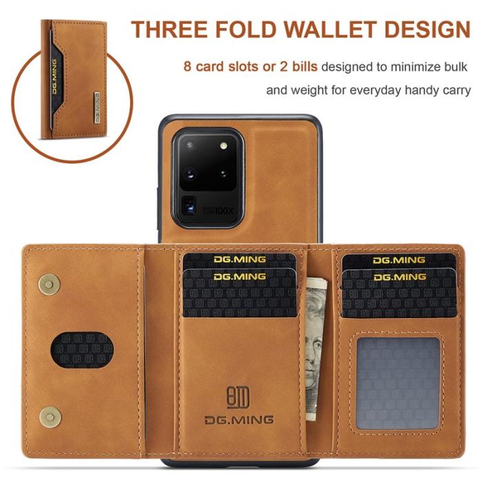 DG.MING - DG.MING M2 Tri-Fold Wallet Skal för Samsung Galaxy S20 Ultra - Brun