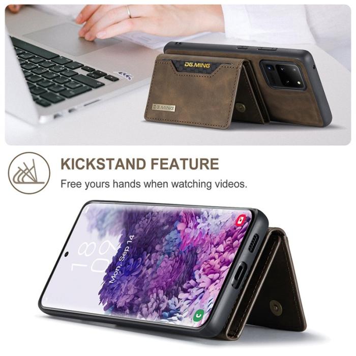 DG.MING - DG.MING M2 Tri-Fold Wallet Skal för Samsung Galaxy S20 Ultra - Coffee