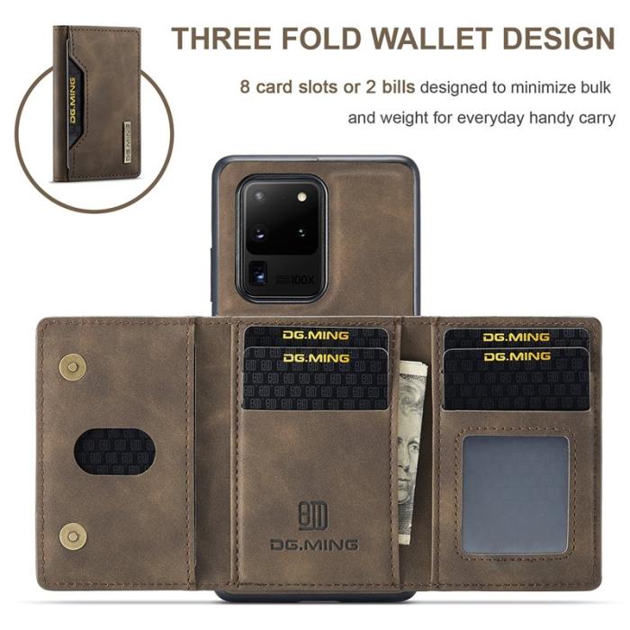DG.MING - DG.MING M2 Tri-Fold Wallet Skal för Samsung Galaxy S20 Ultra - Coffee