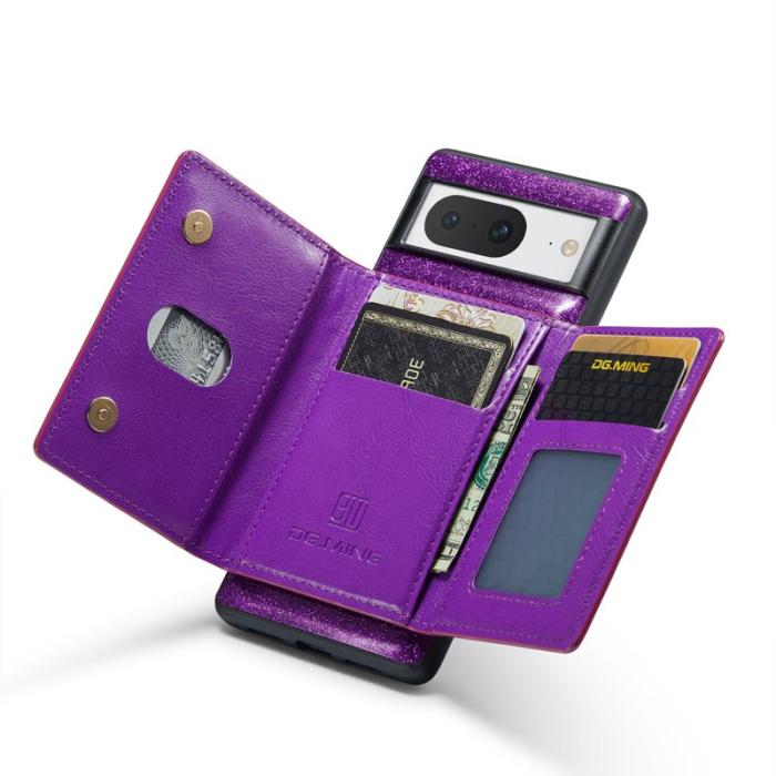 DG.MING - DG.MING M3 Series Konstläder Plånboksfodral för Google Pixel 8 Lila Glitter