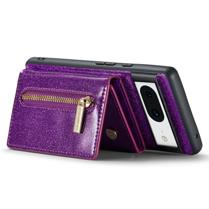 DG.MING - DG.MING M3 Series Konstläder Plånboksfodral för Google Pixel 8 Lila Glitter