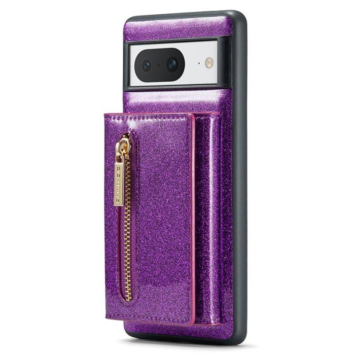 DG.MING - DG.MING M3 Series Konstläder Plånboksfodral för Google Pixel 8 Lila Glitter
