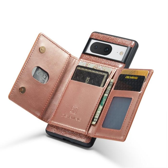 DG.MING - DG.MING M3 Series Konstläder Plånboksfodral för Google Pixel 8 Roséguld