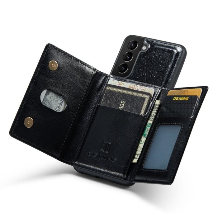 DG.MING - DG.MING M3 Series Konstläder Plånboksfodral för Samsung Galaxy S22 5G Svart