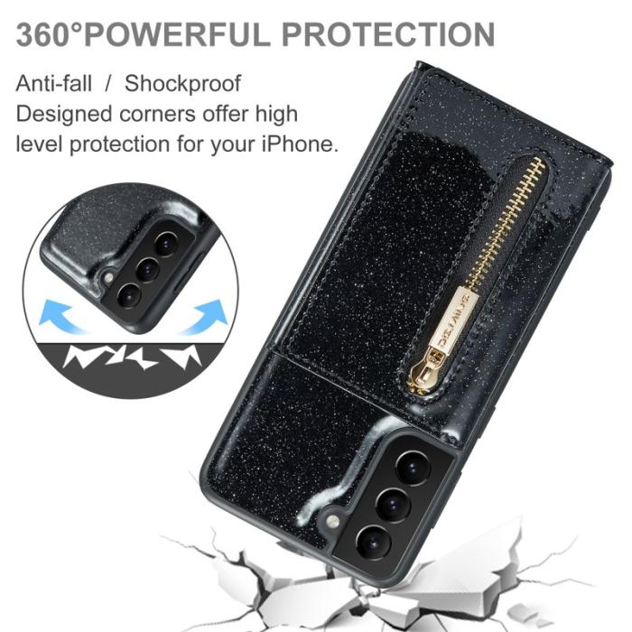 DG.MING - DG.MING M3 Series Konstläder Plånboksfodral för Samsung Galaxy S22 5G Svart