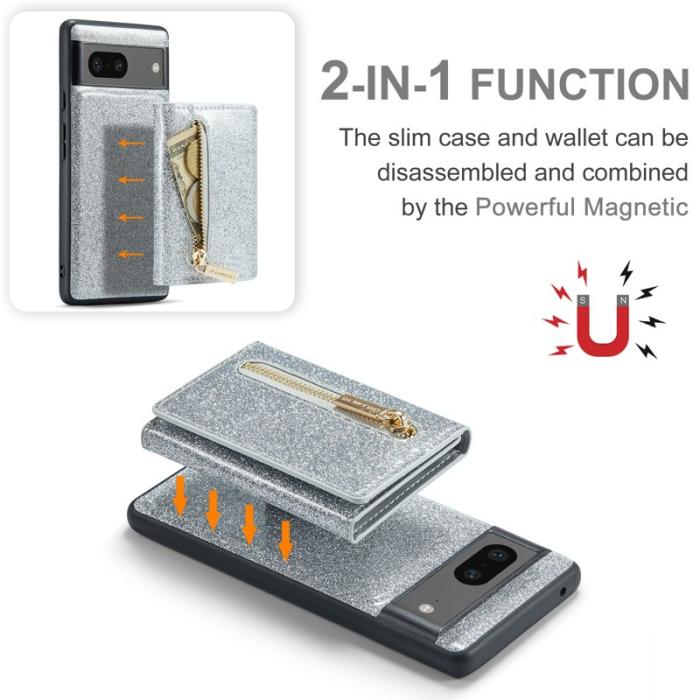 DG.MING - DG.MING M3 Series Google Pixel 7 5G Skal Silver Glitter Bling