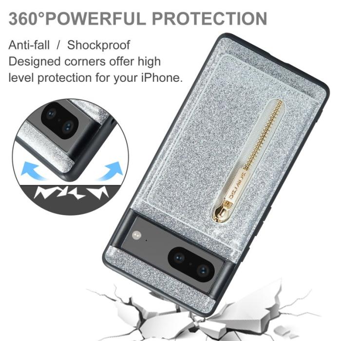 DG.MING - DG.MING M3 Series Google Pixel 7 5G Skal Silver Glitter Bling