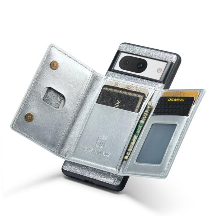 DG.MING - DG.MING M3 Series Google Pixel 8 Mobilskal Glitter KonstLäder Silver