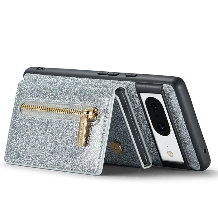 DG.MING - DG.MING M3 Series Google Pixel 8 Mobilskal Glitter KonstLäder Silver