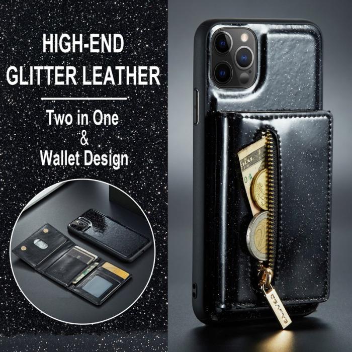 DG.MING - DG.MING M3 Series iPhone 11 Pro Skal 2-i-1 Glitter PU Läder Svart