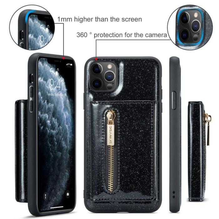 DG.MING - DG.MING M3 Series iPhone 11 Pro Skal 2-i-1 Glitter PU Läder Svart