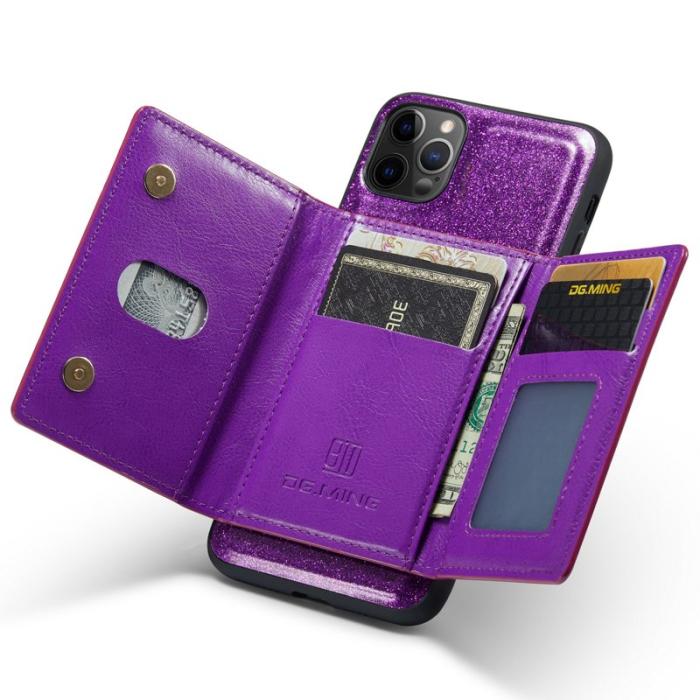 DG.MING - DG.MING M3 Series iPhone 11 Pro Skal Glitter PU Läder Mörklila