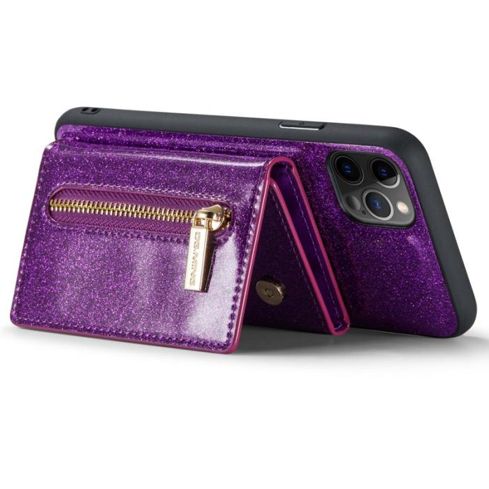 DG.MING - DG.MING M3 Series iPhone 11 Pro Skal Glitter PU Läder Mörklila