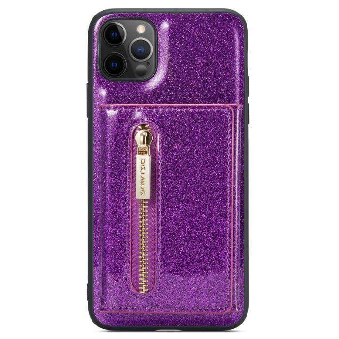 DG.MING - DG.MING M3 Series iPhone 11 Pro Skal Glitter PU Läder Mörklila