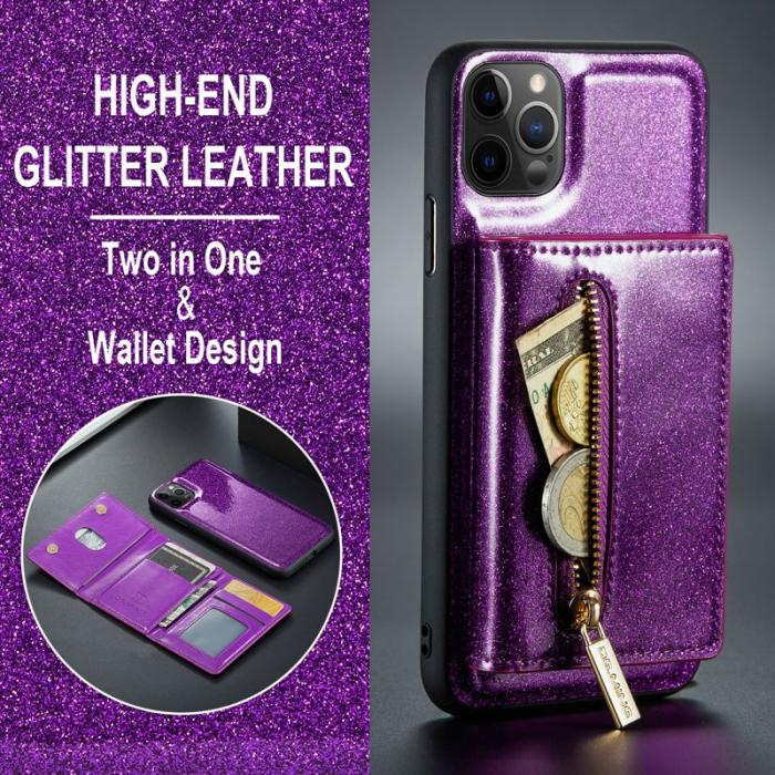 DG.MING - DG.MING M3 Series iPhone 11 Pro Skal Glitter PU Läder Mörklila
