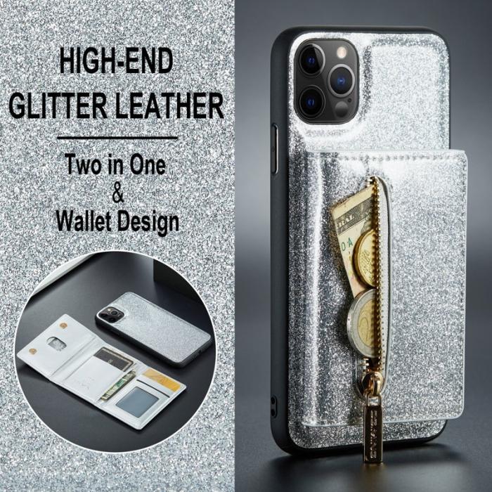 DG.MING - DG.MING M3 Series iPhone 11 Pro Skal Glitter PU Läder Silver