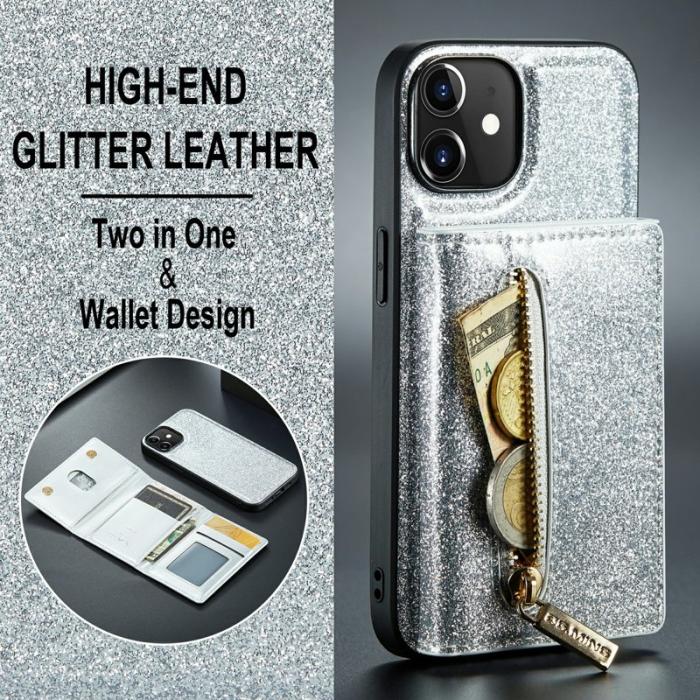DG.MING - DG.MING M3 Series iPhone 12/12 Pro Skal Silver 2-i-1 Glitter