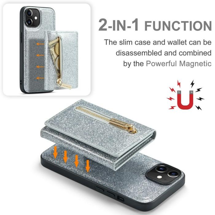 DG.MING - DG.MING M3 Series iPhone 12/12 Pro Skal Silver 2-i-1 Glitter