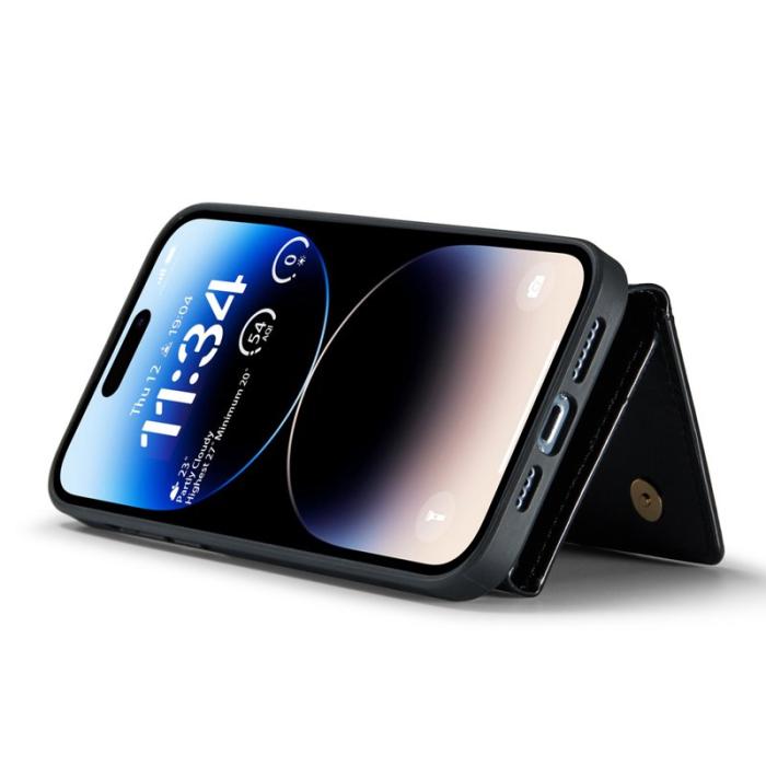 DG.MING - DG.MING M3 Series iPhone 14 Pro Skal 2-i-1 Glitter PU Läder Svart