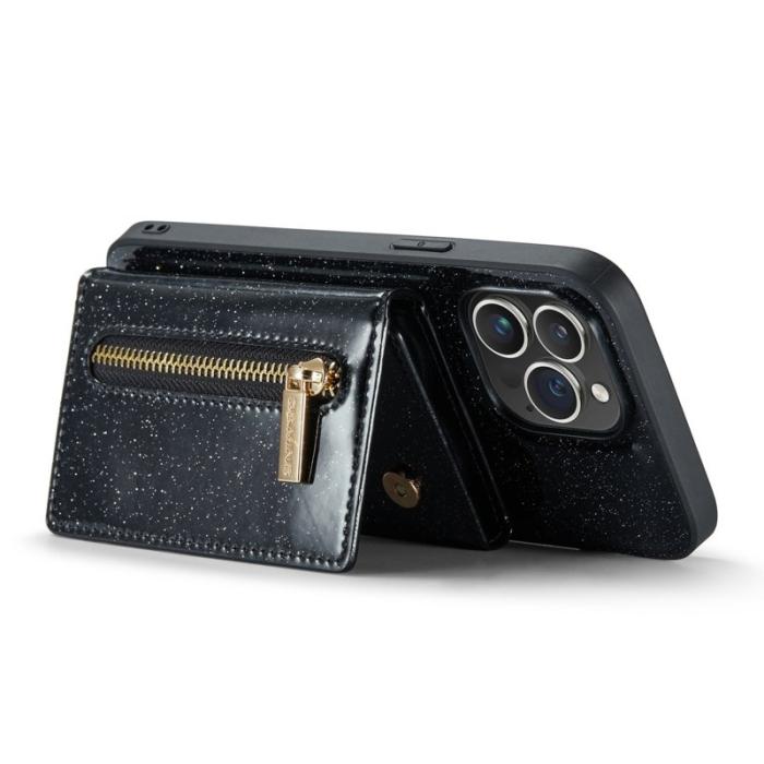 DG.MING - DG.MING M3 Series iPhone 14 Pro Skal 2-i-1 Glitter PU Läder Svart