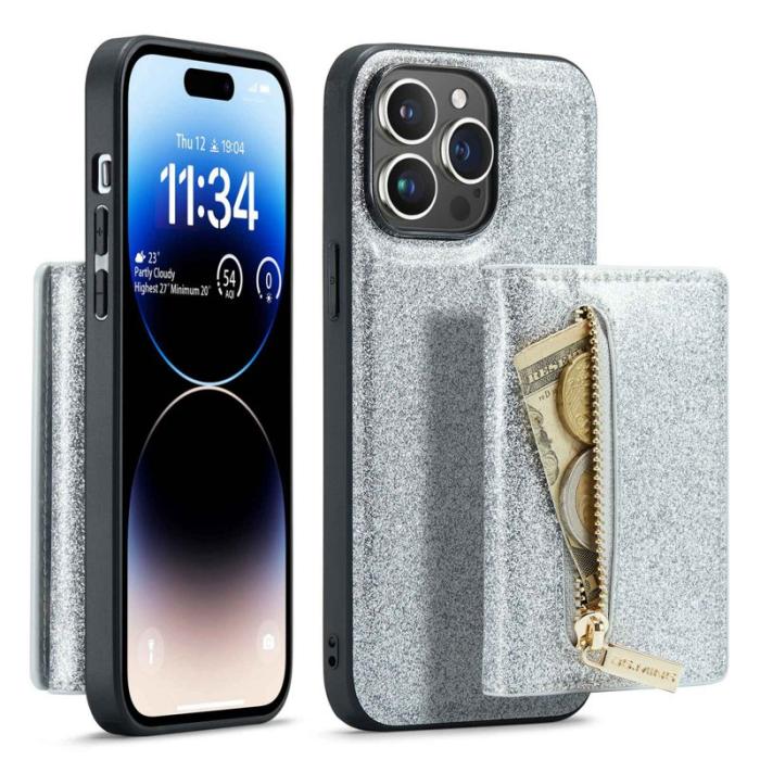 DG.MING - DG.MING M3 Series iPhone 14 Pro Skal 2-i-1 Glitter Silver