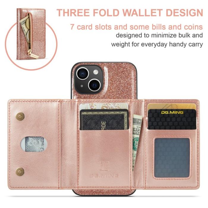 DG.MING - DG.MING M3 Series iPhone 15 Plus Skal Kickstand Rose Gold