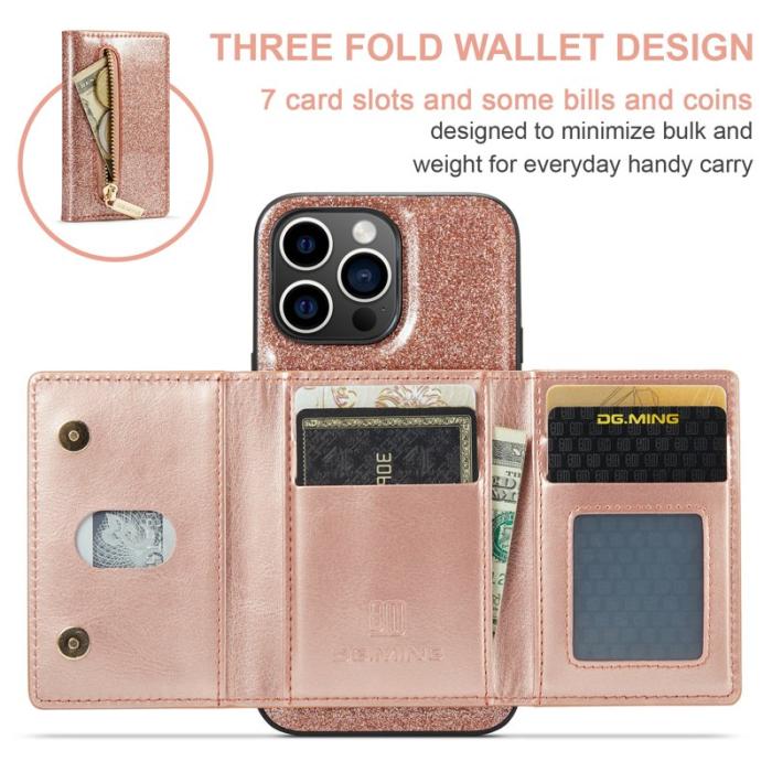 DG.MING - DG.MING M3 Series iPhone 15 Pro Max Skal Glittery Rose Gold