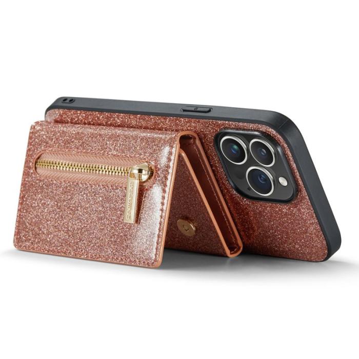 DG.MING - DG.MING M3 Series iPhone 15 Pro Skal Glittery Läder - Roséguld