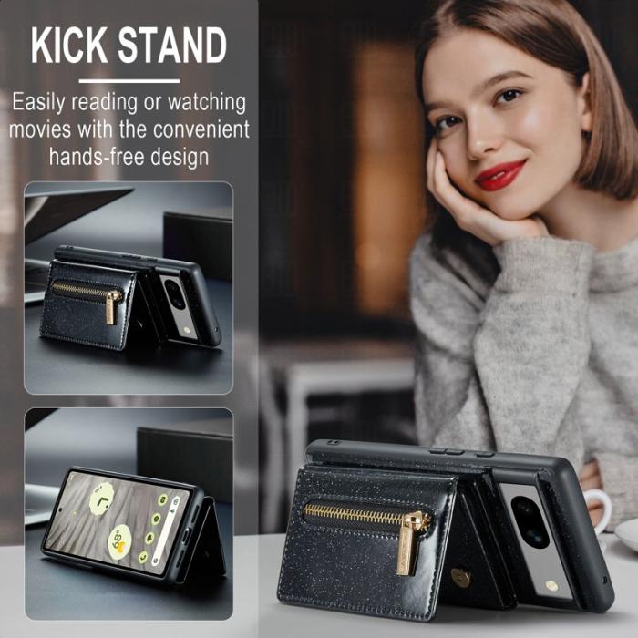 DG.MING - DG.MING M3 Series Skal för Google Pixel 7a Glitter PU Läder - Svart