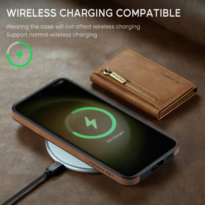 DG.MING - DG.MING Konstläder Plånboksfodral för Samsung Galaxy S22 5G - Brun
