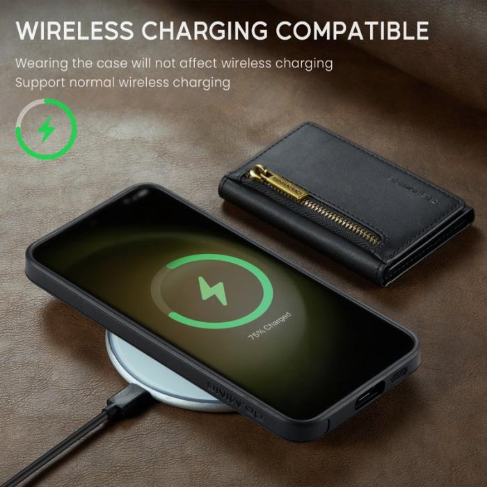 DG.MING - DG.MING Konstläder Plånboksfodral för Samsung Galaxy S22 5G - Svart
