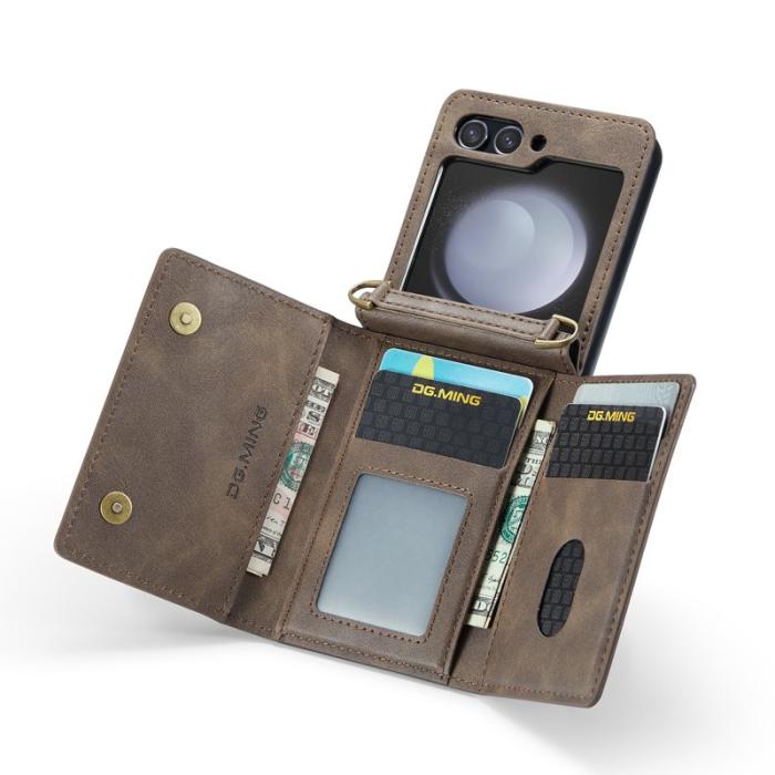 DG.MING - DG.MING Plånboksfodral för Samsung Galaxy Z Flip7 FE 5G - Brun