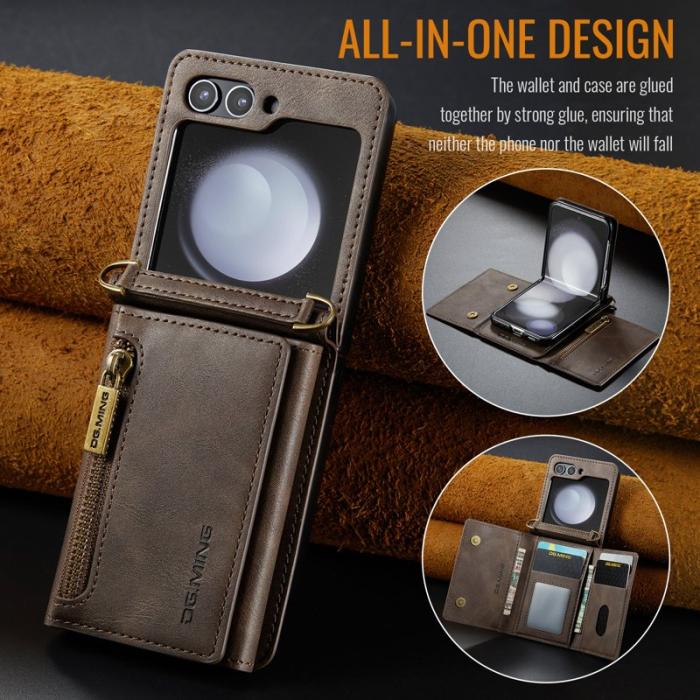 DG.MING - DG.MING Plånboksfodral för Samsung Galaxy Z Flip7 FE 5G - Brun