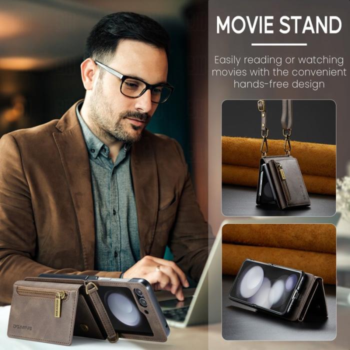 DG.MING - DG.MING Plånboksfodral för Samsung Galaxy Z Flip7 FE 5G - Brun