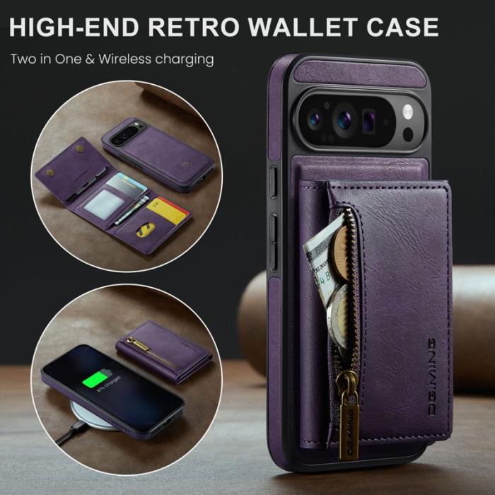 DG.MING - DG.MING M5 Series Google Pixel 9 Pro XL Skal Läder Magnetisk Lila