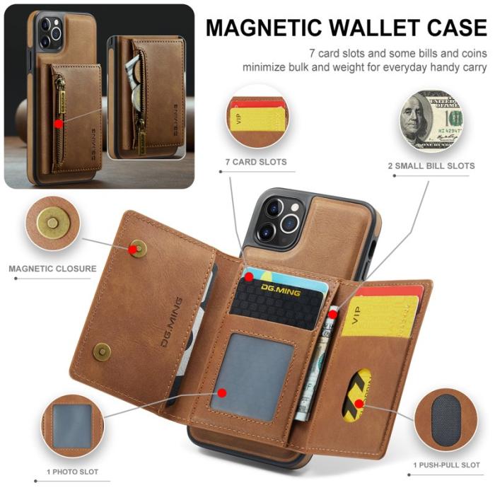 DG.MING - DG.MING M5 Series iPhone 11 Pro Skal Läder Magnetiskt Brun