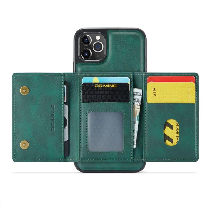 DG.MING - DG.MING M5 Series iPhone 11 Pro Skal Läder Magnetiskt Grön