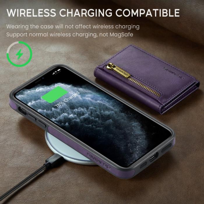 DG.MING - DG.MING M5 Series iPhone 11 Pro Skal Magnetiskt Läder Lila