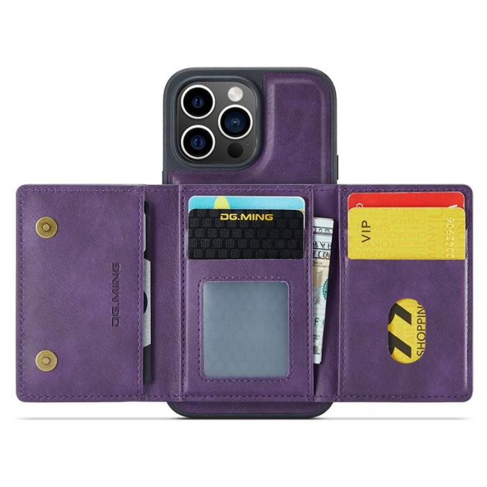 DG.MING - DG.MING M5 Series iPhone 13 Pro Skal Magnetiskt Plånbok Lila