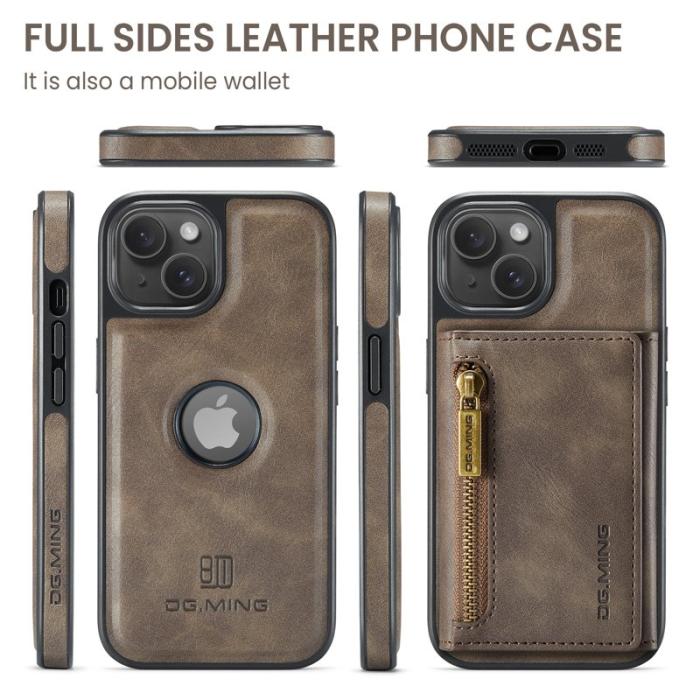DG.MING - DG.MING M5 Series iPhone 14 Plus Skal Magnetiskt Läder Kaffe