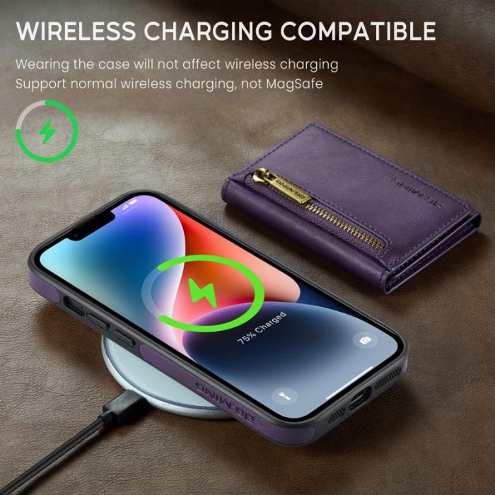 DG.MING - DG.MING M5 Series iPhone 14 Plus Skal Magnetiskt Läder Lila