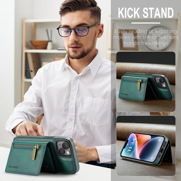 DG.MING - DG.MING M5 Series iPhone 14 Skal RFID Blocker Läder TPU Grön