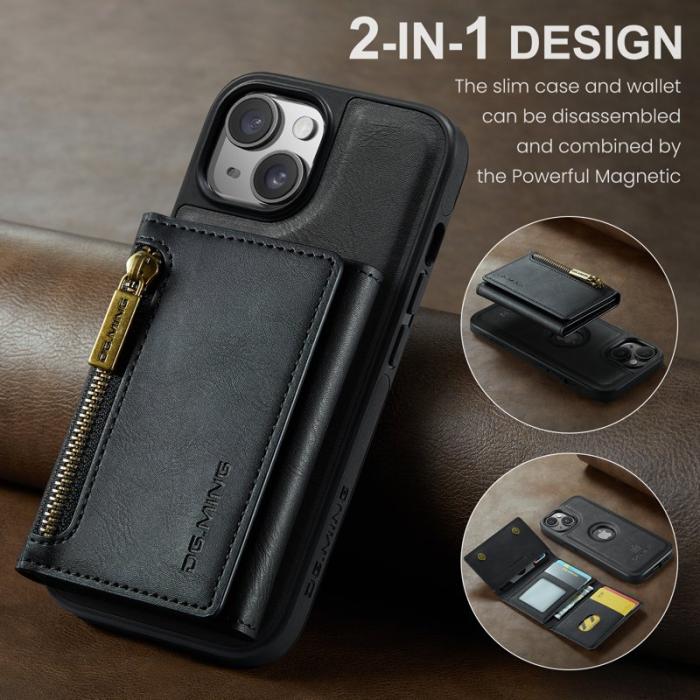 DG.MING - DG.MING M5 Series iPhone 14 Skal RFID Blocker Läder TPU Svart