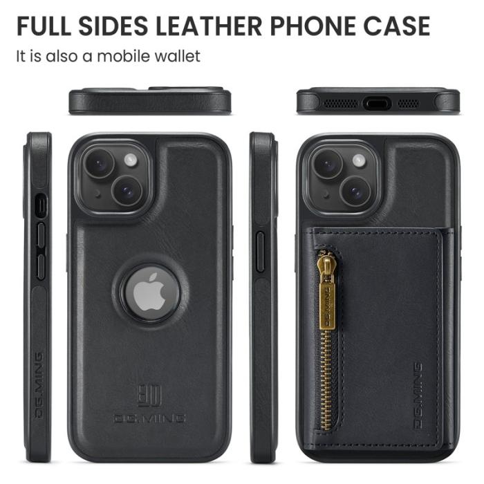 DG.MING - DG.MING M5 Series iPhone 14 Skal RFID Blocker Läder TPU Svart