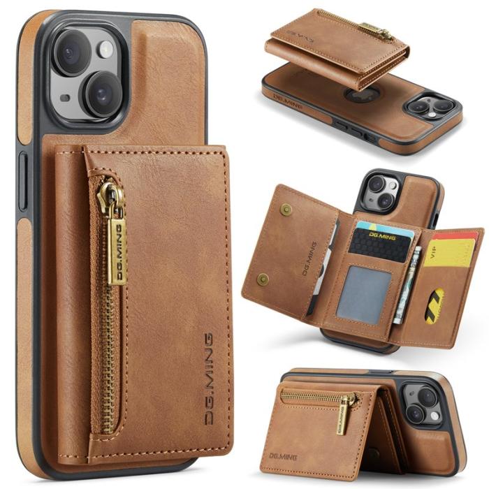DG.MING - DG.MING M5 Series iPhone 14 Skal RFID Skydd Läder TPU Brun