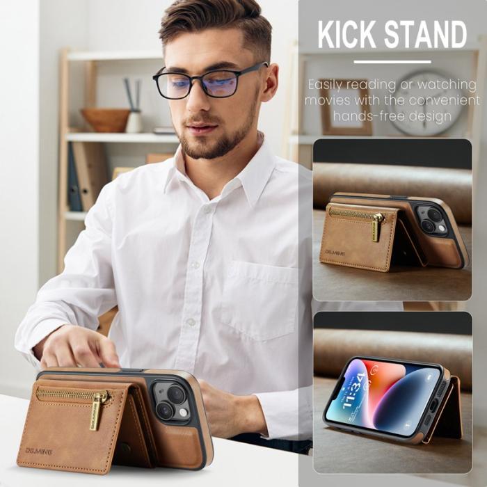 DG.MING - DG.MING M5 Series iPhone 14 Skal RFID Skydd Läder TPU Brun