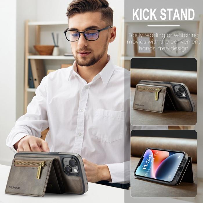 DG.MING - DG.MING M5 Series iPhone 14 Skal RFID Skydd Läder TPU Kaffe